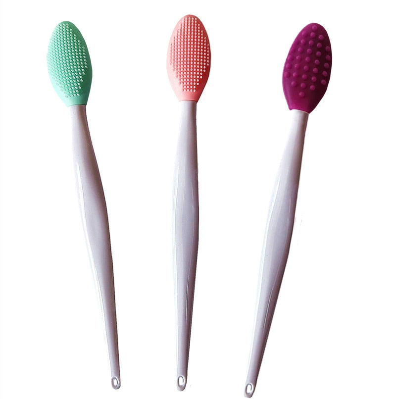[Australia] - 3 PCS Lip Scrub Brush, Double-Sided Silicone Exfoliating Lip Brush, Exfoliating Brush for Men Women Lip Brush Mini Exfoliating Lip Brush lip lightening for dark lips 