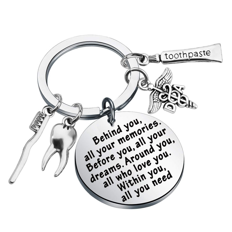 [Australia] - FEELMEM Dental Assistant Keychain Future Dentist Gift DA Graduation Gift Behind You All Memories Before You All Your Dream Inspirational Gift for Her 