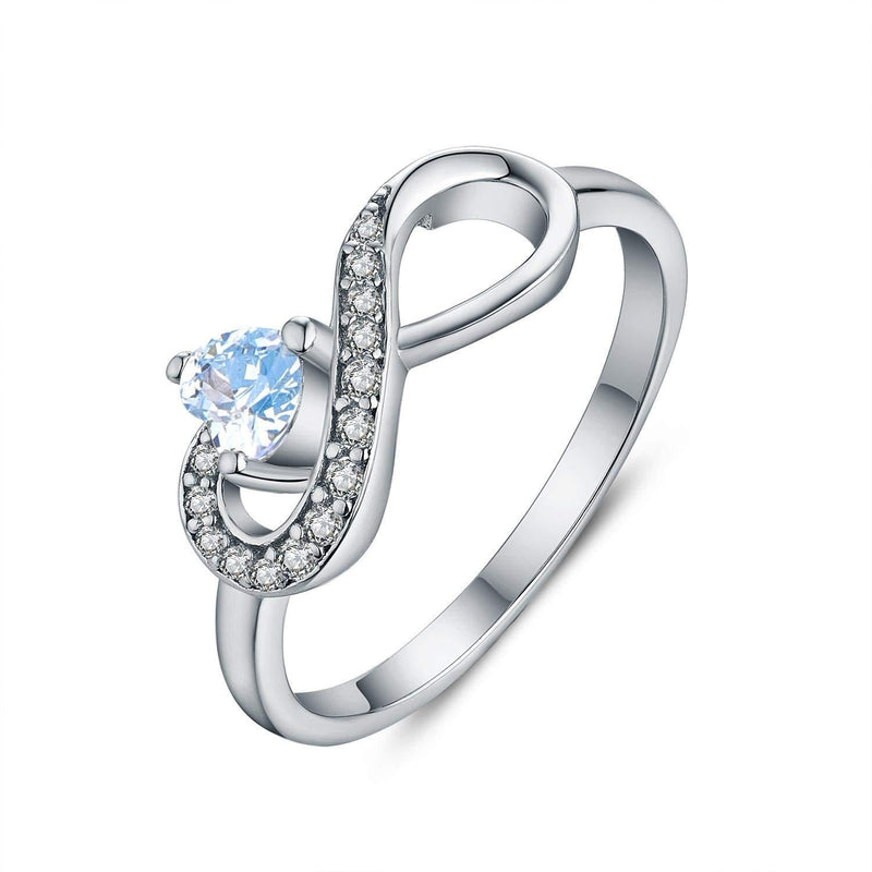 [Australia] - JO WISDOM Infinity Heart Promise Rings for Her Sterling Silver Friendship Ring Aquamarine-March Birthstone 5 