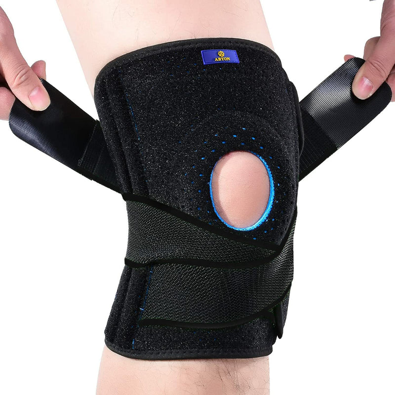 [Australia] - ABYON Adjustable Knee Braces for Knee Pain with Side Stabilizers for Man Women.Effective Relieves Meniscus Tear, ACL,LCL,MCL,Arthritis.Non Slip Adjustable Knee Support for Joint Pain Relief,Injury Recovery Small/Medium (Pack of 1) Black 