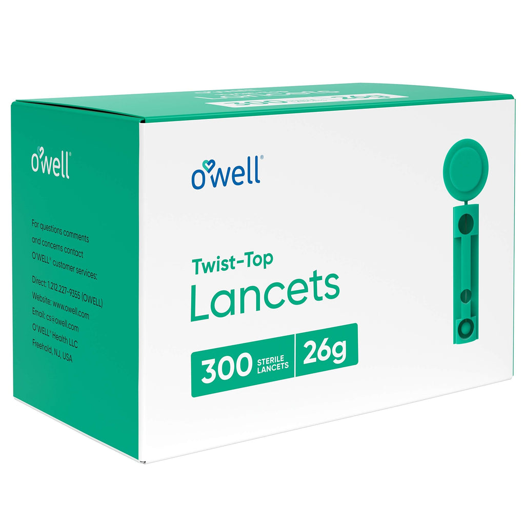 [Australia] - O’Well Twist Top Lancets 26 Gauge, 300 Count | Ultra Thick Needle Lancets for Blood Glucose & Keto Testing | Box of 300 Sterile Lancets 