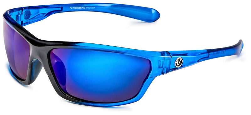 [Australia] - Polarized Wrap Around Sport Sunglasses for Men Women UV400 Sports Sun Glasses Crystal Blue | Blue Mirror 