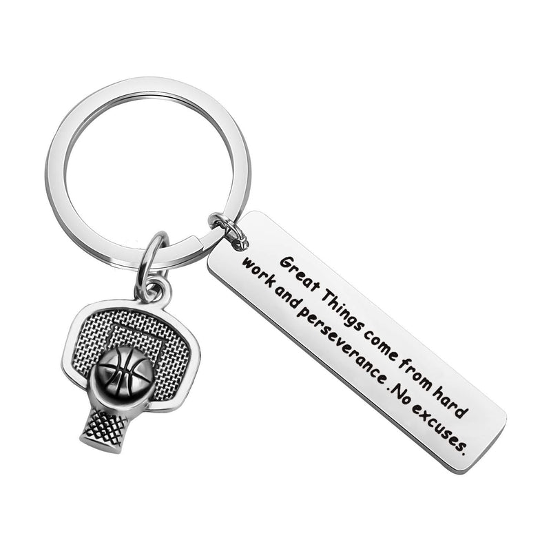 [Australia] - AKTAP Basketball Player Gift Basketball Lover Keychain Great Thing Come from Hard Work and Perseverance Inspirational Gift for Basketball Team Inspirational Basketball Team Keychain 