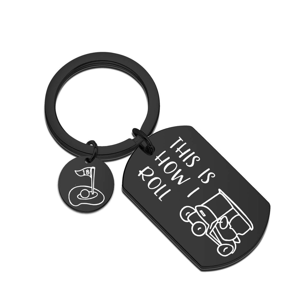 [Australia] - MAOFAED Golfer Gift Golf Keychain This is How I Roll Keychain Gift for Golfer Golf Cart Keychain How I Roll Black 