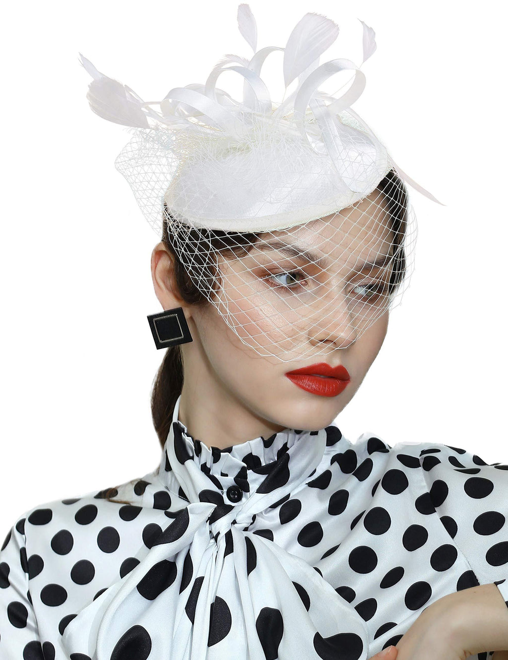 [Australia] - BABEYOND Tea Party Fascinator Hat Veil Kentucky Derby Fascinator Headband Pillbox Fascinators Hat for Cocktail Beige 