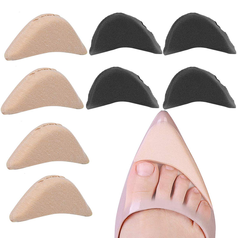 [Australia] - Toe Inserts for Shoes Too Big, 4 Pairs Shoe Inserts for Women Men, Foam Toe Filler, Shoe Fitters, Black and Beige Non-Adjustable 