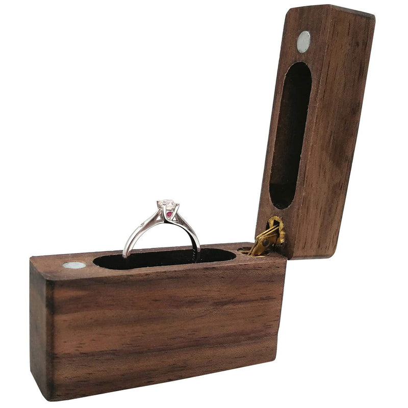 [Australia] - Fashciaga Walnut Wood Slim Wedding Proposal Engagement Ring Box (Walnut) Rectangle-Walnut 
