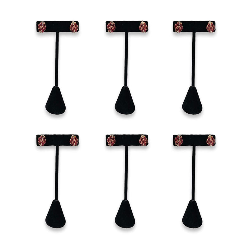 [Australia] - Ikee Design 6 Pcs Set Premium Black Velvet T- Shape Style Earring Display Stand, Earring Stand Jewelry Display for Showroom, Tradeshow, and Showcase Display, 2 1/2”W x 4 1/2"H 