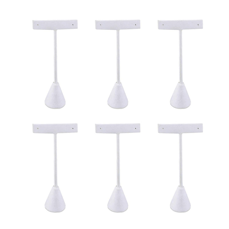 [Australia] - Ikee Design 6 Pcs Set Premium White Leatherette T- Shape Style Earring Display Stand, Earring Stand Jewelry Display for Showroom, Tradeshow, and Showcase Display, 2 1/2”W x 4 1/2"H 