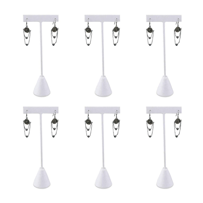 [Australia] - Ikee Design 6 Pcs Set Premium White Leatherette T- Shape Style Earring Display Stand, Earring Stand Jewelry Display for Showroom, Tradeshow, and Showcase Display, 2 1/2"W x 5 1/2"H 