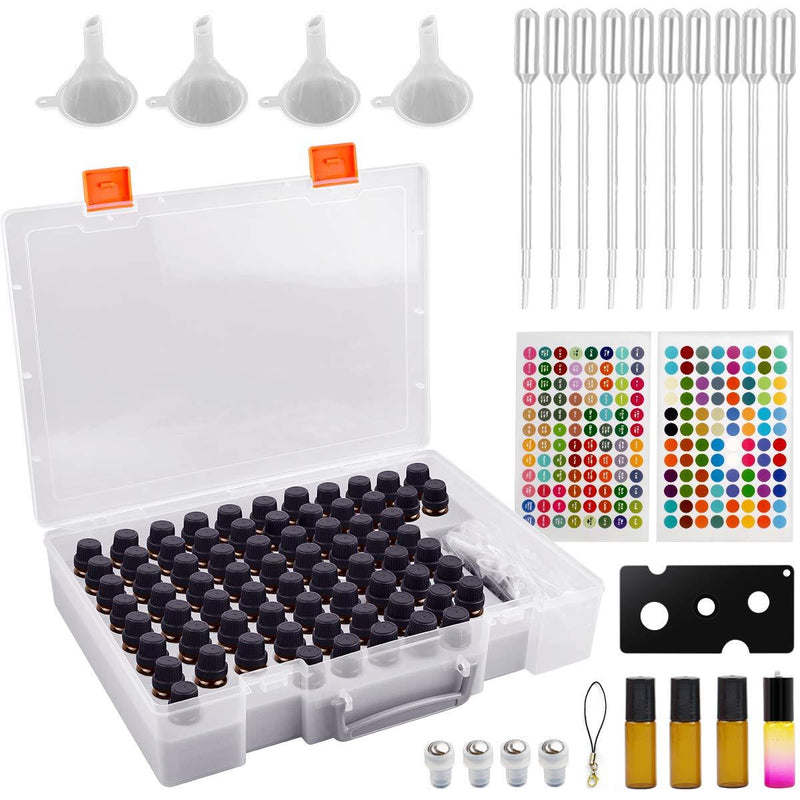 [Australia] - Essential Oil Storage Case Contains 73 Bottles and accessories with Stickers, Opener, Funnels, Pipettes, Bottles Organizer Holder Container (Not Include Bottles) 