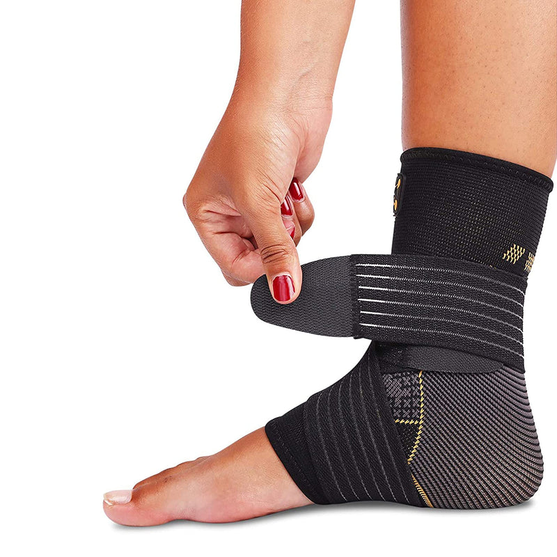 [Australia] - Ankle Brace for Women and Men - Adjustable Strap for Arch Support - Plantar Fasciitis Brace for Sprained Ankle Achilles Tendonitis Pain and Injured Foot - Breathable Copper Infused Nylon (Medium) Medium 