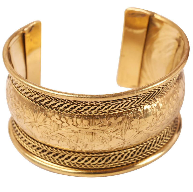 [Australia] - Touchstone Indian Bollywood Desire Brass Handcrafted Hammered Stylish Look Thick Wrist Enhancer Designer Jewelry Cuff Bracelet in Antique for Women Antique Gold 5 