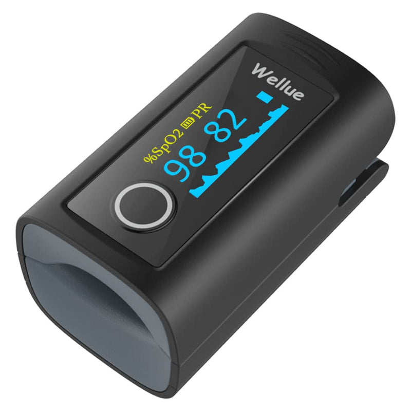 [Australia] - Wellue Fingertip Pulse Oximeter PC-60F, Blood Oxygen Saturation Monitor with Batteries, Carry Bag & Lanyard for Wellness Use 