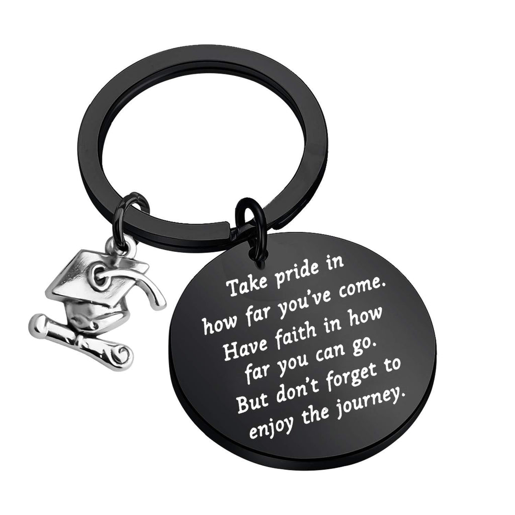 [Australia] - FUSTMW Graduation Keychain Gifts Inspirational Graduates Gifts Take Pride in How Far You Have Come Class of 2020 Graduation Gifts Black 