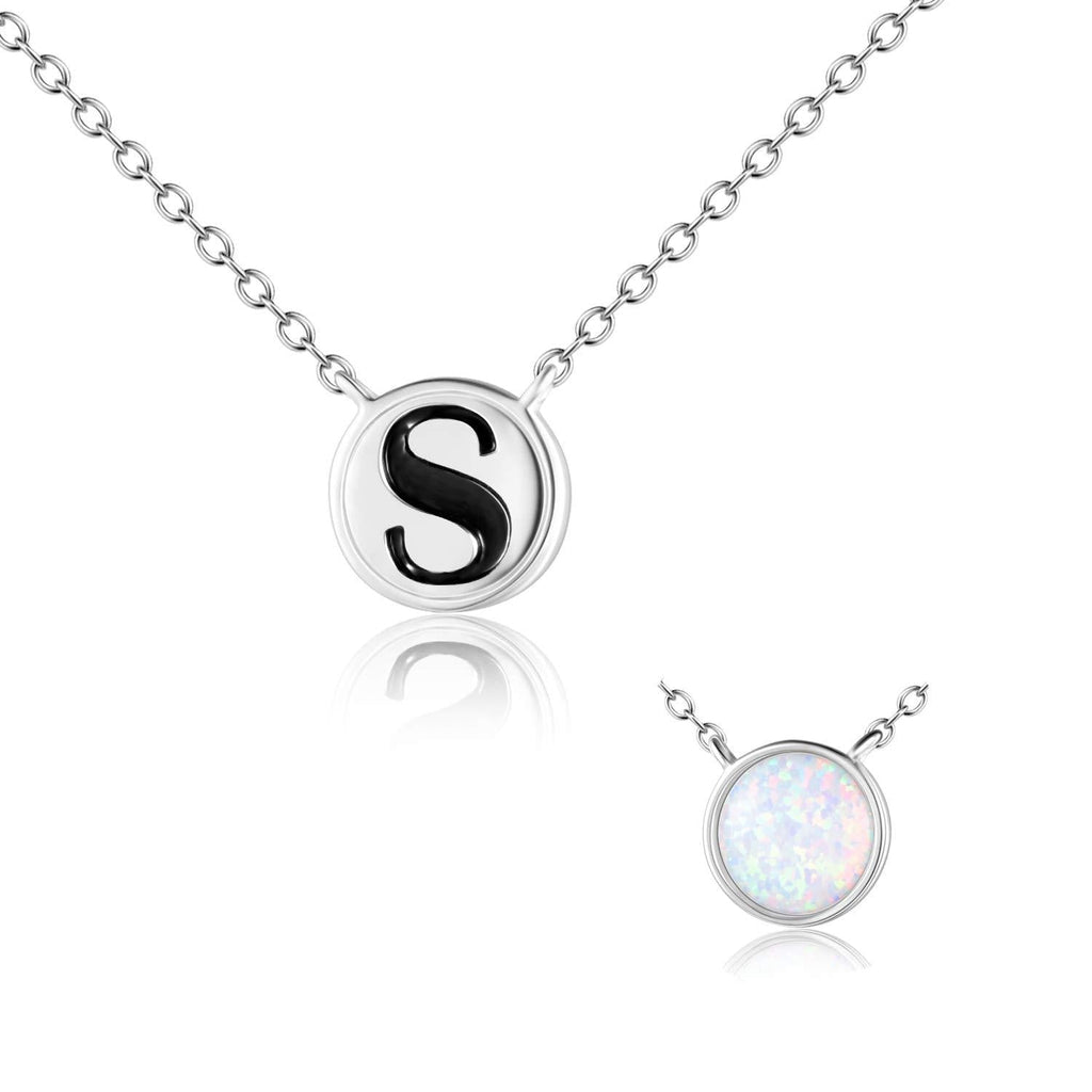 [Australia] - LUHE Initial Necklace Sterling Silver Circle Engraved Name 26 Letter Alphabet Pendant Necklace Jewelry Gifts for Women Teens Girls Letter S 