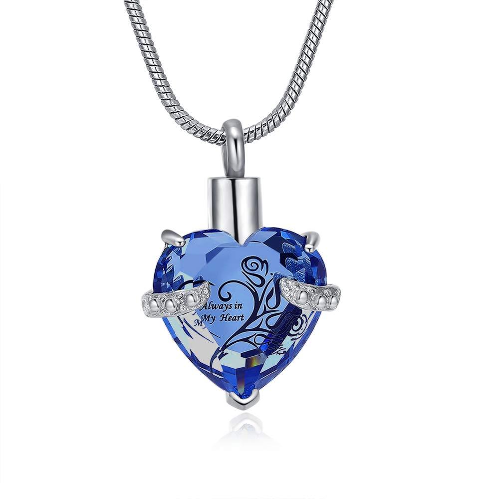 [Australia] - Heart Urn Necklace for Ashes Stainless Steel Cremation Jewelry for Ashes Keepsake Necklaces … Z-Blue 