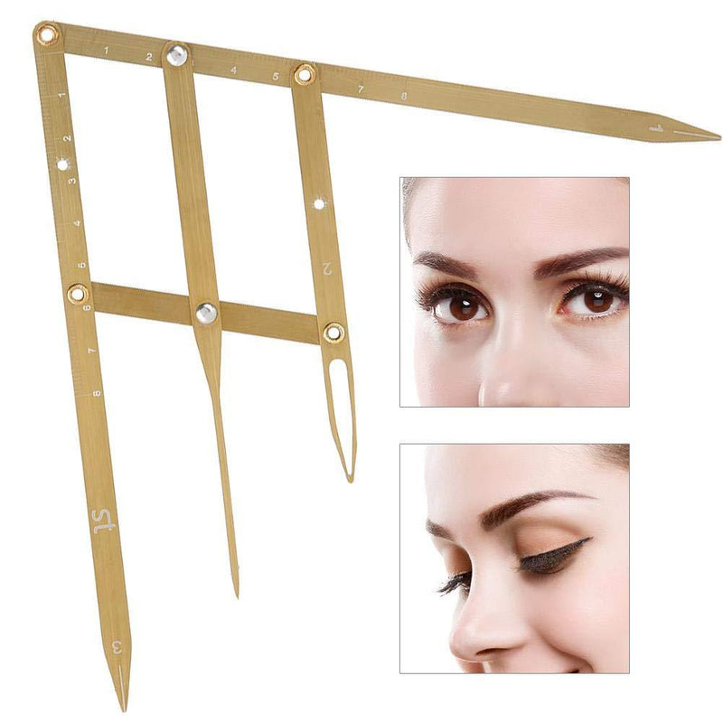 [Australia] - 2 Type Eyebrow Measure Ruler, Stainless Steel Golden Ratio Eyebrow Ruler, Eyebrow Stencil Permanent Makeup Measuring Tool for Professional Beauty Salon Artists and Beginner Use(Gold) Gold 