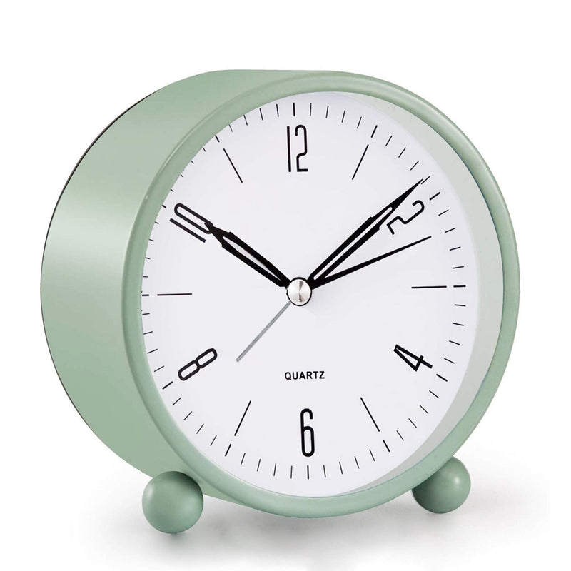 [Australia] - Analog Alarm Clock, 4 inch Super Silent Non Ticking Small Clock with Night Light, Battery Operated, Simply Design, for Bedroon, Bedside, Desk, (Green) Green 