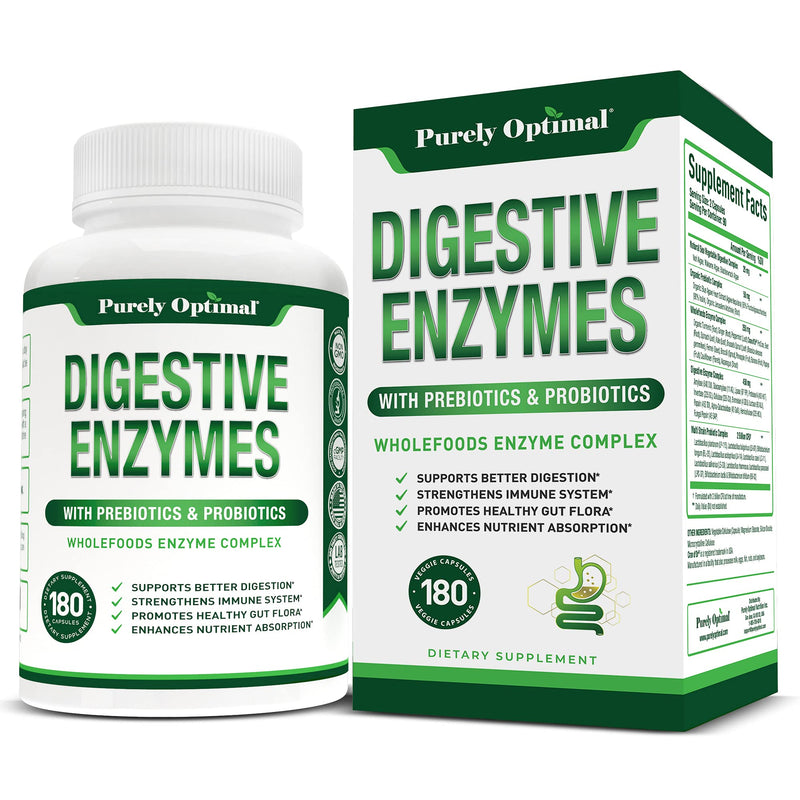 [Australia] - Premium Digestive Enzymes Plus Prebiotics & Probiotics - Digestive Enzyme Supplement for Better Digestion, Immune Support, and Nutrient Absorption - Gas, Constipation & Bloating Relief - 180 Capsules 
