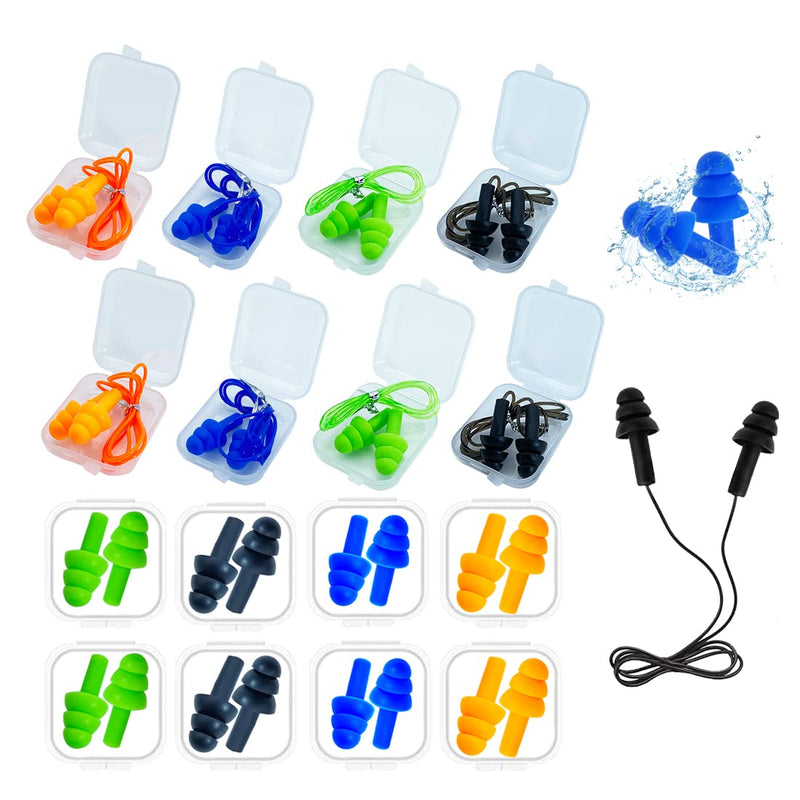 [Australia] - Ear Plugs for Sleeping,16 Pairs Noise Canceling Ear Plugs Soft Reusable Silicone Earplugs Waterproof Noise Reduction Earplugs for Concert,Swimming,Study,Loud Noise,Snoring 