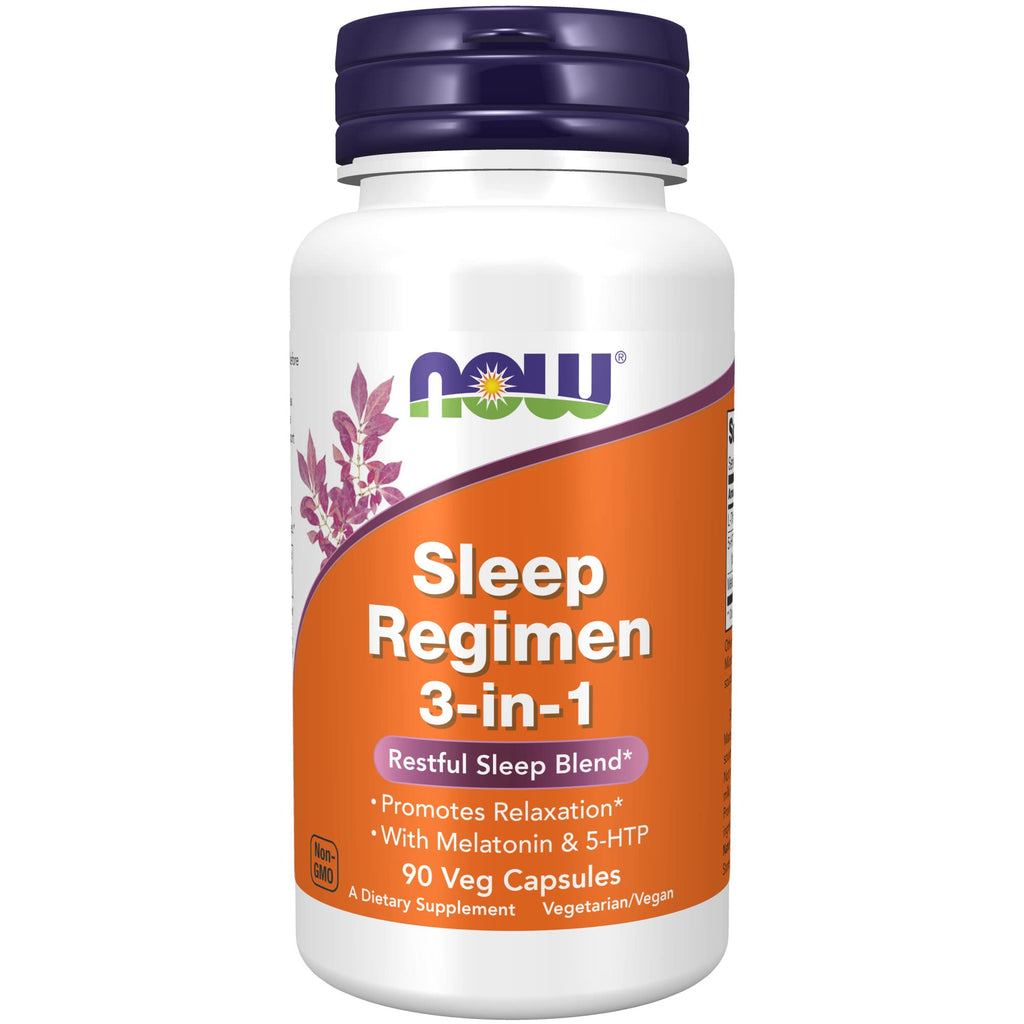 [Australia] - NOW Supplements, Sleep Regimen 3-In-1, With Melatonin, 5-HTP and L-Theanine, Restful Sleep Blend*, 90 Veg Capsules 