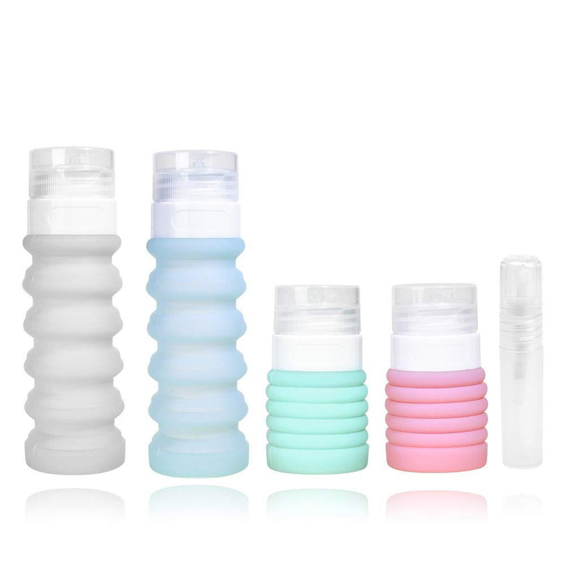 [Australia] - Collapsible Travel Size Bottles Portable Refillable Containers for Toiletries Shampoo Lotion Soap, Leak-Proof and TSA Approved, Ideal for Travel, Gym, Camping (Pack of 4) Gray+Blue+Green+Pink 