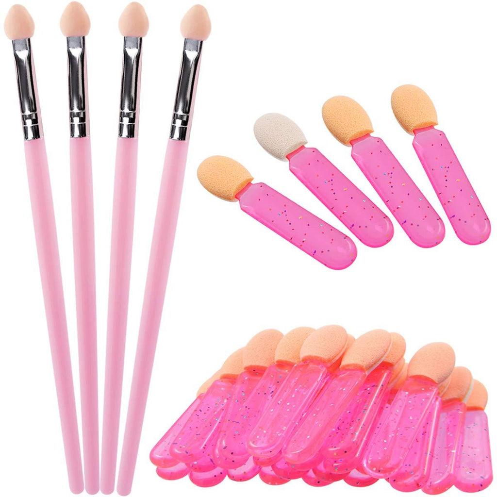 [Australia] - QY 24PCS Pink Eye Shadow Sponge Applicators Eyeshadow Brushes Makeup Tool 