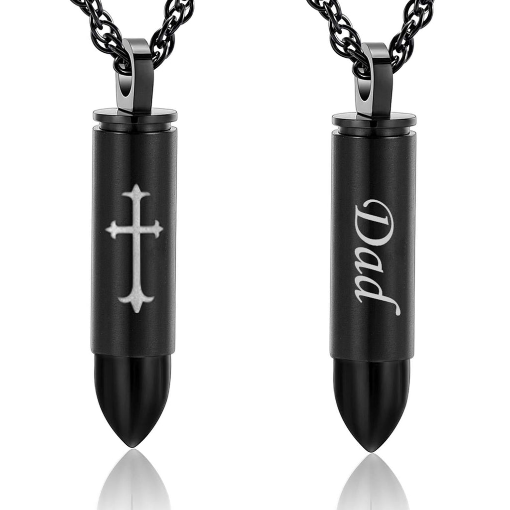 [Australia] - shajwo Cremation Jewelry Bullet Urn Ashes Necklace for Women Men Cylinder Keepsake Memorial Locket Pendant Ash Holder Dad 