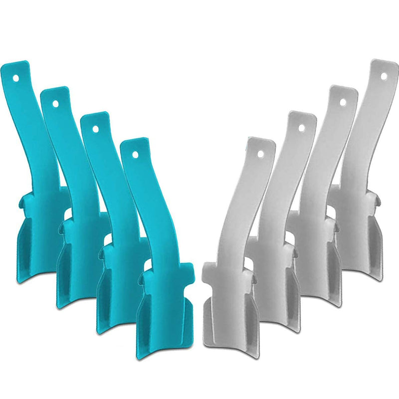 [Australia] - 8 Packs Portable Lazy Shoes Helper Shoe Wear Helper Shoe Lifting Helper for Men Women Kids, Sock Slider Handled Shoe Horn for Seniors, Elderly, Disabled, Fits All Shoes, Blue and Grey 