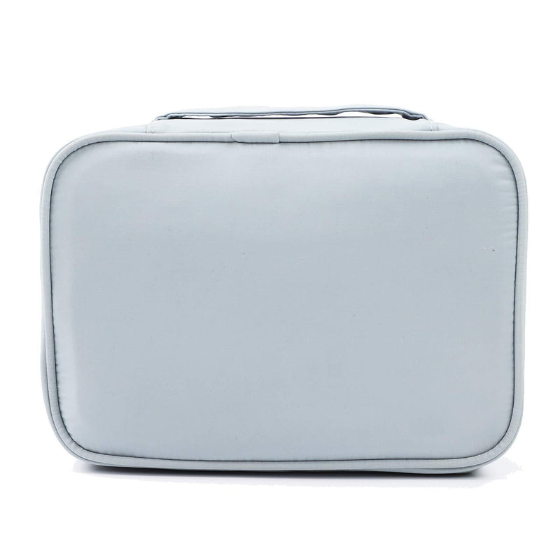 [Australia] - Beuniclo Two-Layer Zipper Nylon Soft Cosmetic Bag Jewelry Case Lightweight Travel Brush Kits Makeup Toiletries Organizer Grey 