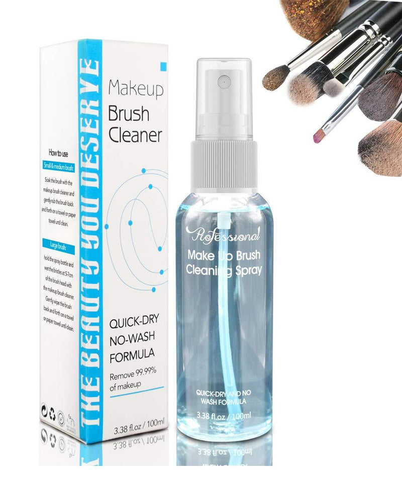 [Australia] - Makeup Brush Cleaner, Deep Clean Quick Dry Spray Non-Wash with Portable Travel Bottle Ideal Cleaning for Powder-based Makeup Palettes Pressed Cream Foundations Natural and Synthetic Brushes - 3.38 oz 