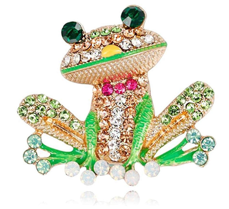 [Australia] - N-A Frog Insect Brooch Pin for Women, Crystal Green Enamel Insect Animal Brooches Pins Vintage Jewelry 