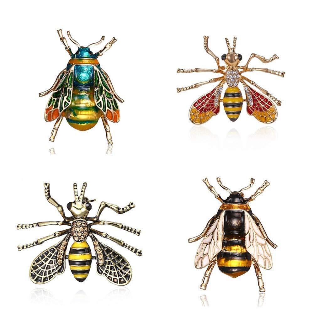 [Australia] - N-A 4 Pieces Insect Bee Brooch Pin Set for Women, Crystal Enamel Insect Animal Brooches Pins Vintage Jewelry Set of 4 