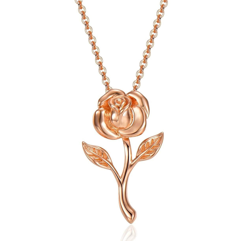 [Australia] - Klurent Rose Flower Necklace Gift for Women Rose Jewelry for Teen Girls Flower Necklaces Birthday Gift Anniversary for Wife Mom Daughter Girlfriend with Gift Box Rose Flower & Rose Pendant 