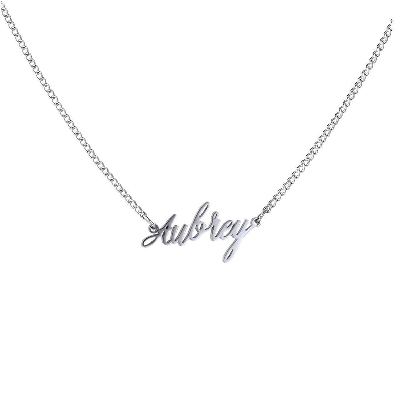 [Australia] - WIGERLON Custom Name Necklace Personalized Pendant 18k White Gold Plated for Women and Girl Aubrey 