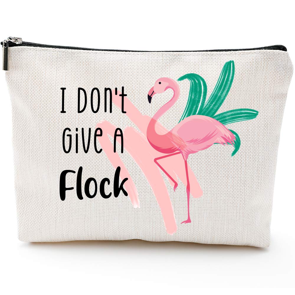 [Australia] - I Don't Give A Flock - Flamingo Bag, Flamingo Gift, Funny Pun Makeup Bag,Fun Gifts for Women 