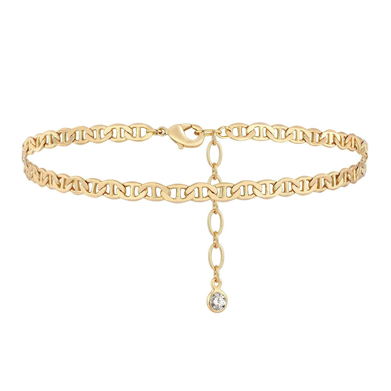 [Australia] - MEVECCO Gold Dainty Anklet,14K Gold Plated Boho CZ Star Beach Cute Pig Nose Tassel Disc Foot Chain Ankle Bracelet Lace Chain Anklet for Women 