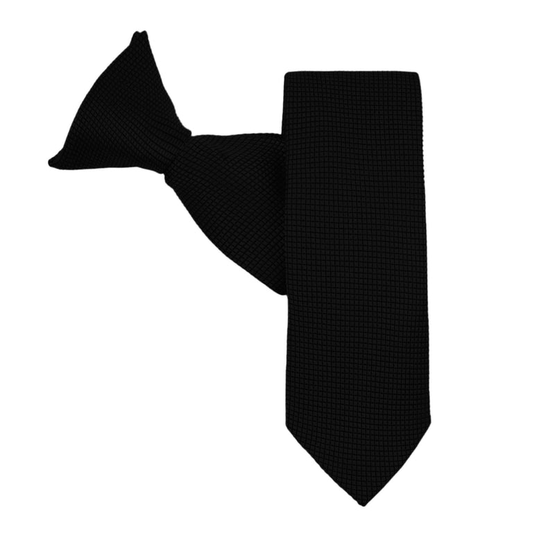 [Australia] - Jacob Alexander Boys' Woven Subtle Mini Squares 14-inch Clip-On Neck Tie Black 