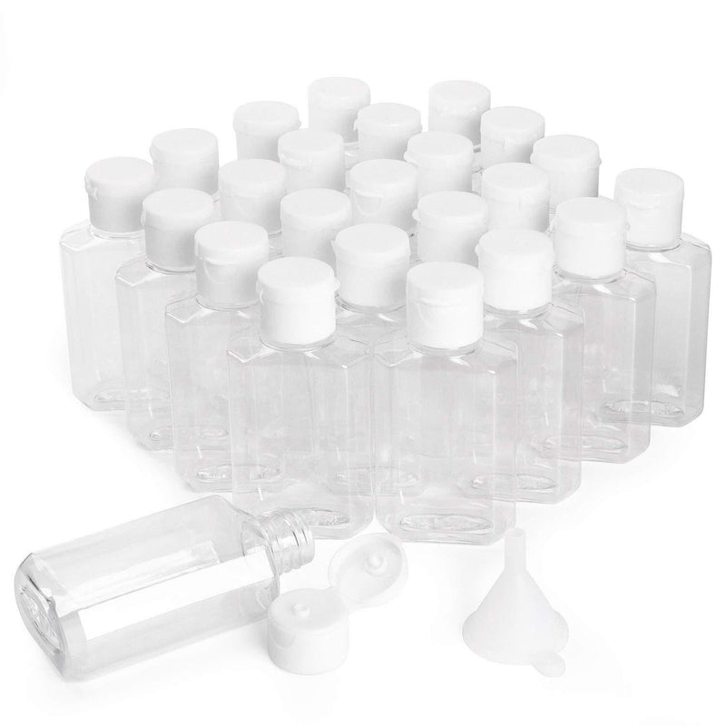 [Australia] - HULISEN 24 Pack 2 oz Clear Empty Hand Sanitizer Bottles, Travel Containers with Flip Cap - Refillable Containers, for Hand Sanitizer, Baby Shower [Not Intended for High Viscosity Liquids] 