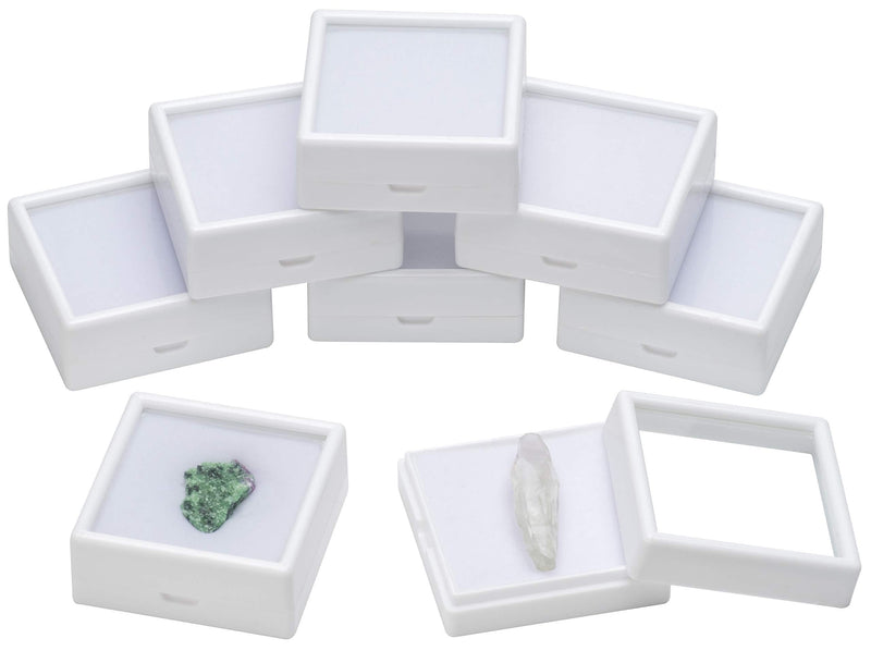 [Australia] - 8 PCS Loose Gemstone Display Box Jewelry Box Container with Glass Top Lids for Gems, Diamond,Diameter 1.9”(White) White 1.9"x1.9"x0.8" 