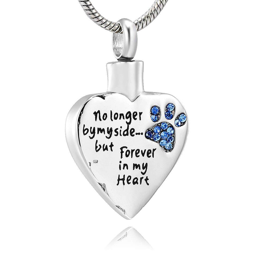 [Australia] - LYFML Cremation Jewelry Urn Necklace for Ashes for Pet Dog Cats, Engraved No Longer by My Side, But Forever in My Heart, Memorial Pendant Made of Titanium Steel, Support for Customization Blue 