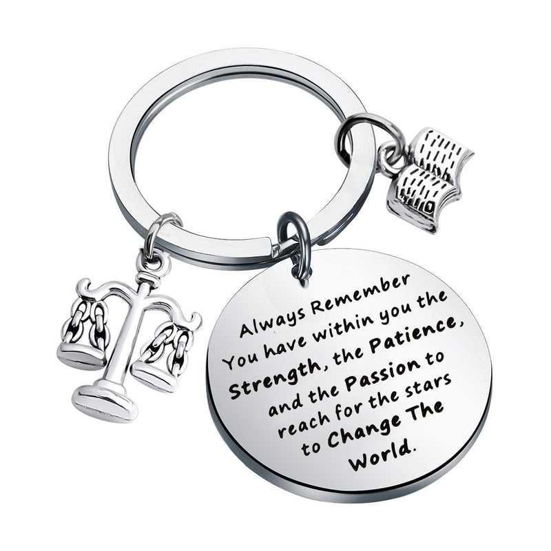 [Australia] - CHOORO Law School Graduation Gift Always Remember You Have Within You The Strength Keychain Law Student Gift Future Lawyer Gift change the world-law key 