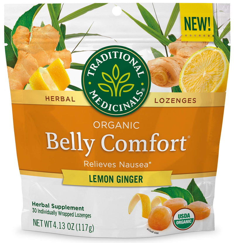 [Australia] - Traditional Medicinals Organic Belly Comfort Lemon Ginger Lozenges - Nausea Relief - 30 Count (Pack of 1) 