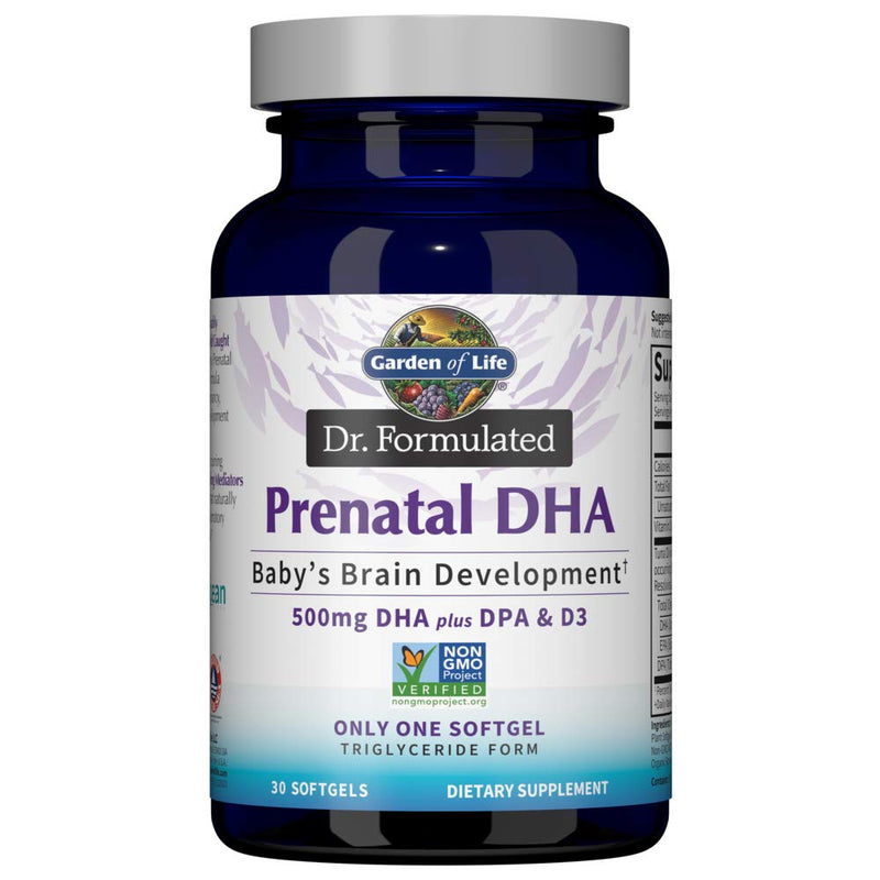 [Australia] - Garden of Life Dr. Formulated Prenatal DHA Fish Oil - 500mg DHA & DPA in Triglyceride Form 100% DV Vitamin D3, Single Source, Mercury Free Omega 3 DHA Supplements for Women's Health, 30 Softgels 
