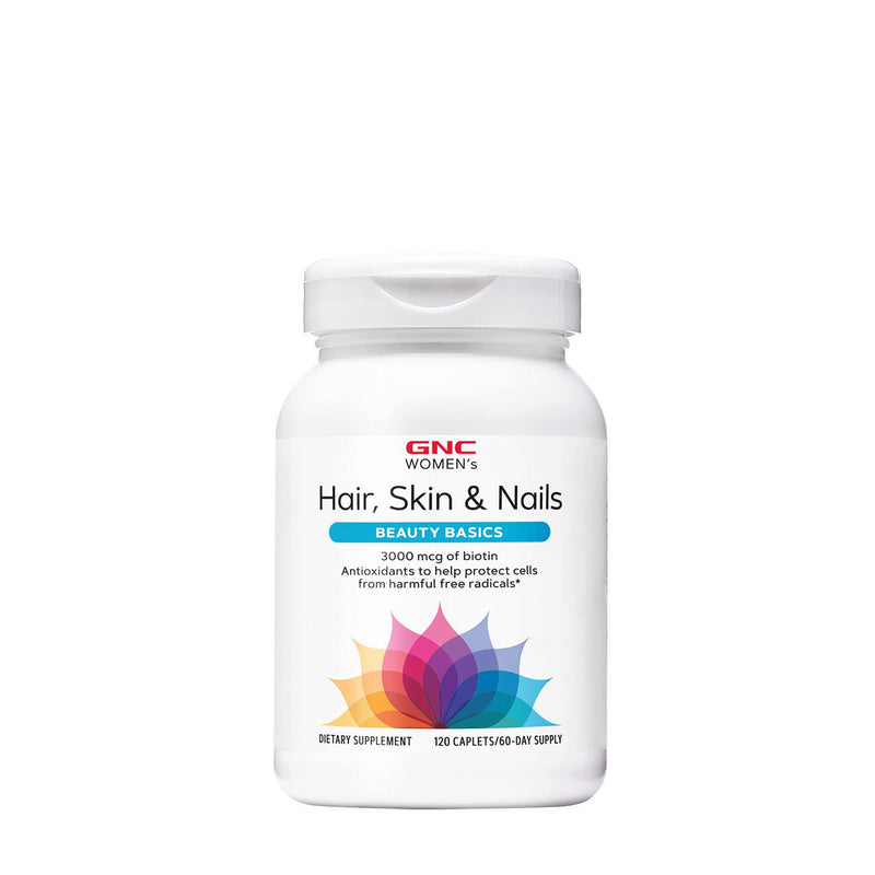 [Australia] - GNC Women's Hair, Skin & Nails | Daily Multivitamin Blend | Biotin (3,000 mcg), Hyaluronic Acid, Vitamins C & E with Niacin | Added Antioxidants | Supports Womens Health and Beauty | 120 Caplets 