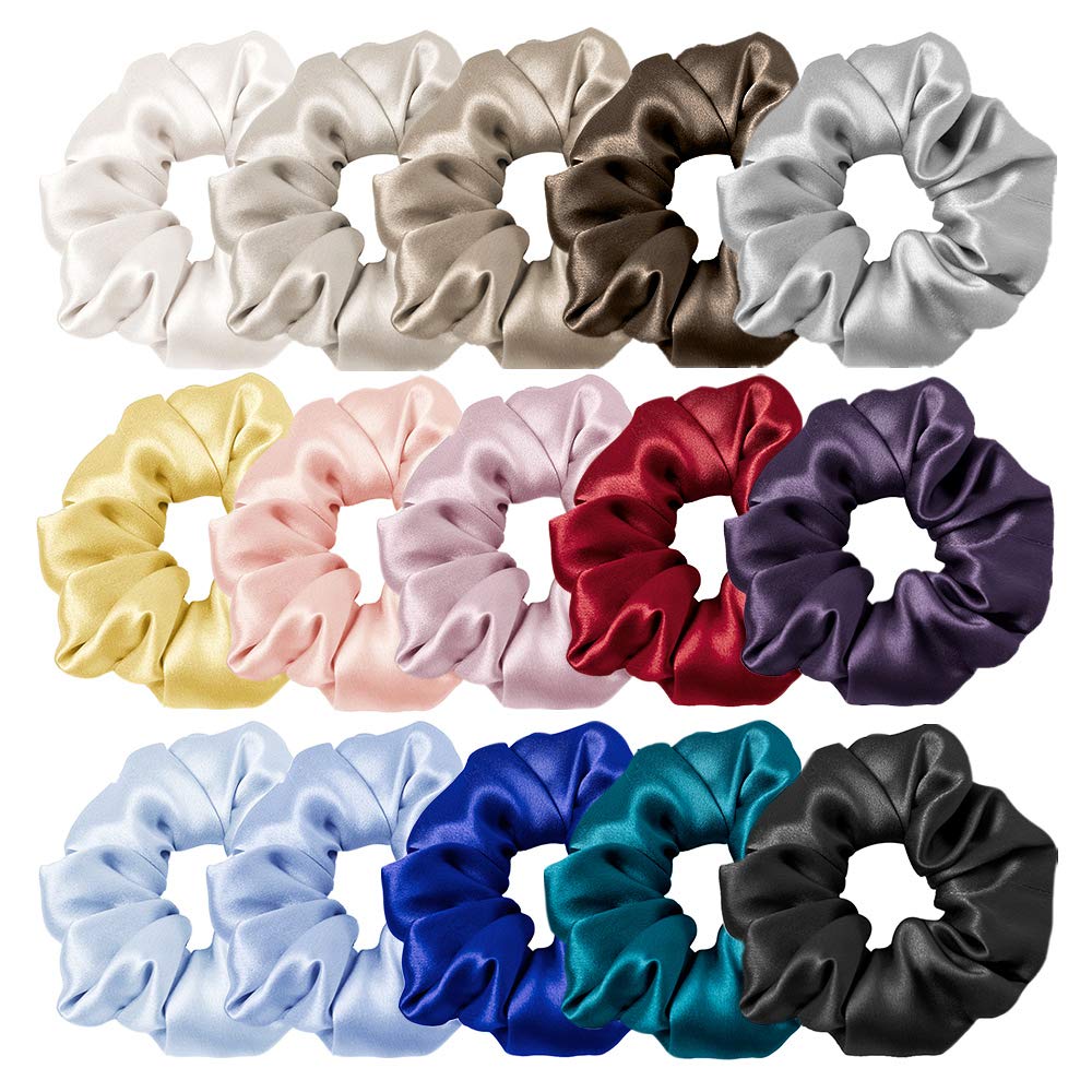 [Australia] - LilySilk Silk Charmeuse Scrunchy -Regular -Scrunchies For Hair - Silk Scrunchies For Women Soft Hair Care (15pc) 15pc 