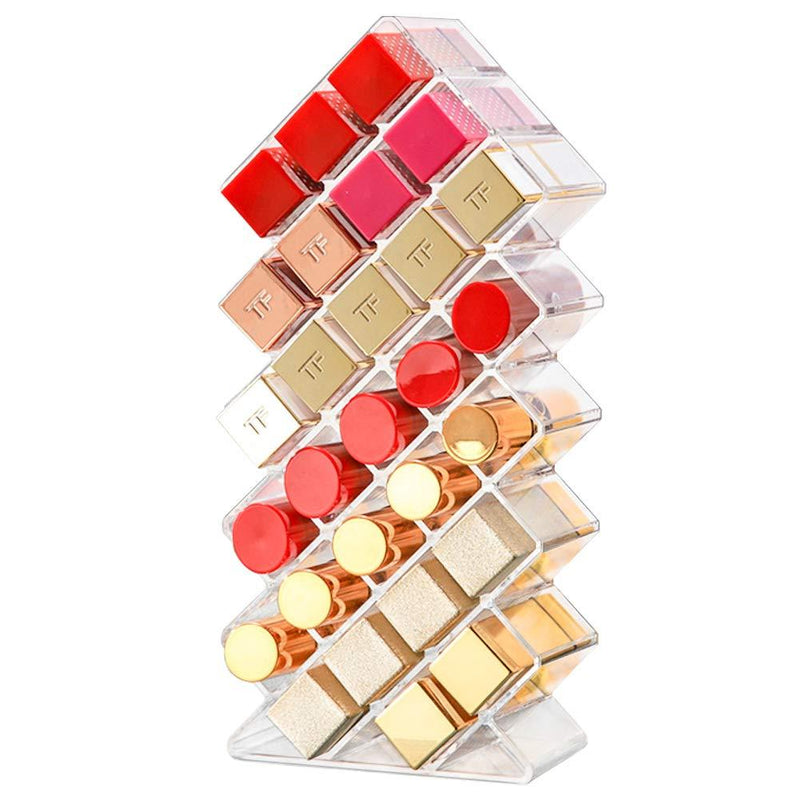 [Australia] - Tasybox Clear Lipstick Holder Organizer, 28 Spaces Acrylic Lipgloss Organizers and Storage Box Display Stand 