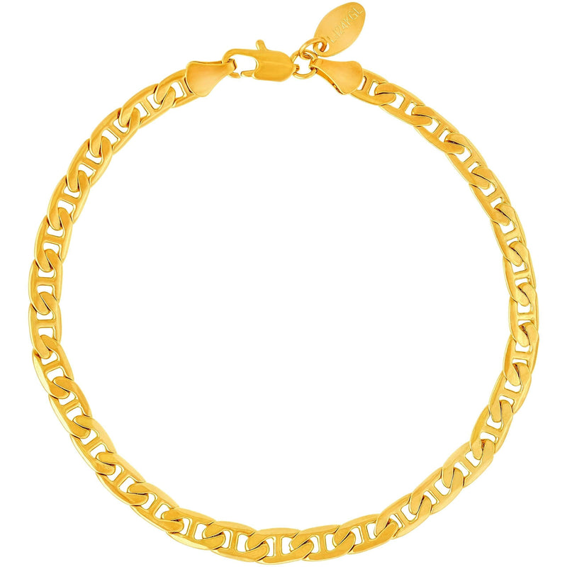 [Australia] - Lifetime Jewelry 5mm Mariner Link Anklet for Women & Girls 24k Gold Plated Bracelet 10.0 Inches 
