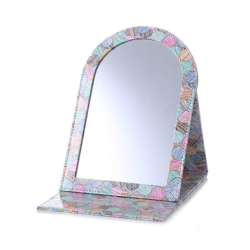 [Australia] - Hooshion PU Leather Tabletop Makeup Mirror,Folding High Clear Compact Travel Makeup Mirror Desktop Mirror with Stand Adjustable Angle Vanity Mirror (Candy) Candy 